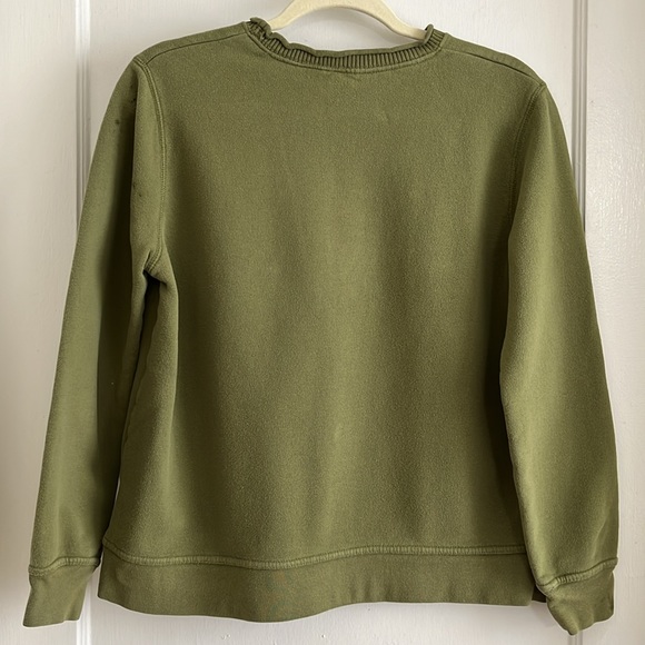 Basic Editions Size Small Vintage Embroidered Floral Sweatshirt in Olive Green - Picture 3 of 11